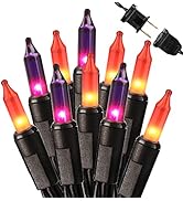 Brizled Orange & Purple Halloween Lights, 100 Count Halloween Lights Connectable, UL Certified In...