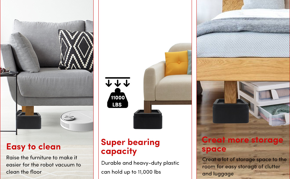 DEDU Oversized Bed Risers Heavy Duty Stackable 4 Pack