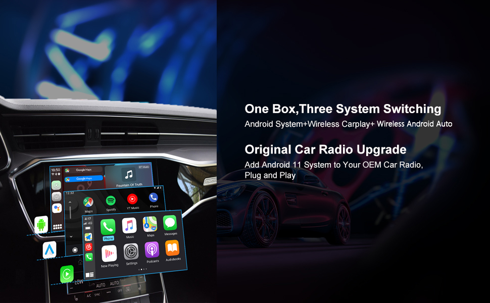 MMB 3rd CarPlay Wireless Adapter Multimedia Video Box,CarPlay Ai Box