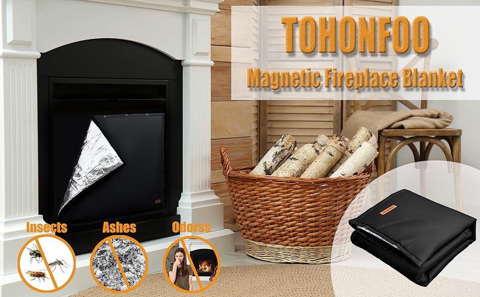 TOHONFOO Fireplace Cover 45 x 34 in Fireplace