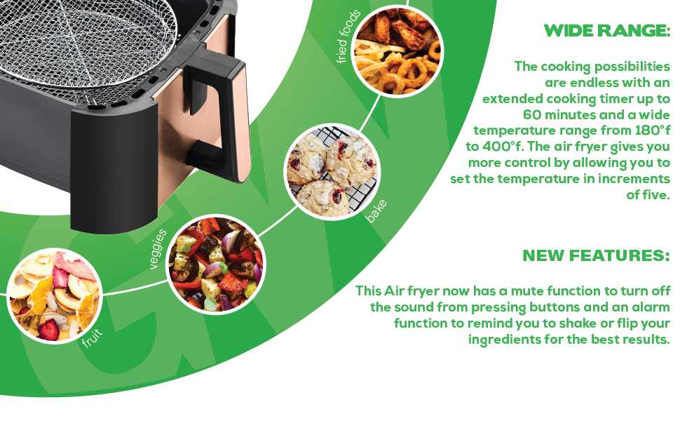 GoWISE USA 7Quart Air Fryer & Dehydrator with Ergonomic