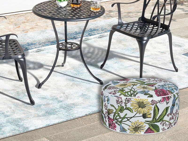 FUNHOME Inflatable Stool Ottoman Pouf D20 xH9,Inflatable