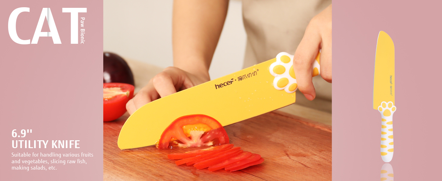 hecef Kitchen Knife Set with Detachable Block, NonStick Coated Knife