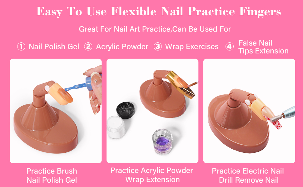 Nail Practice Finger for Acrylic Nails 3PCS Adjustable Fake Mannequin