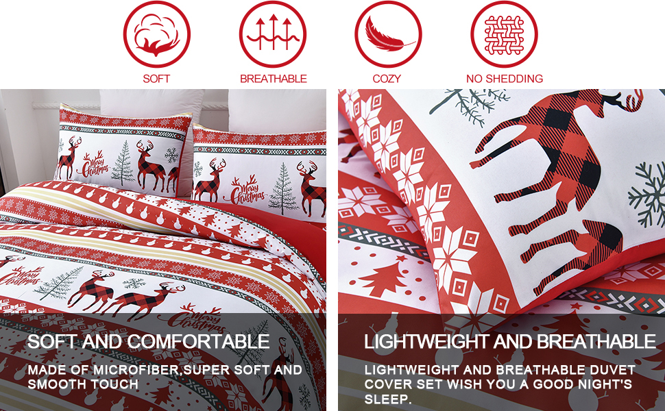 Djoymock Christmas Duvet Cover Set Queen Size Christmas