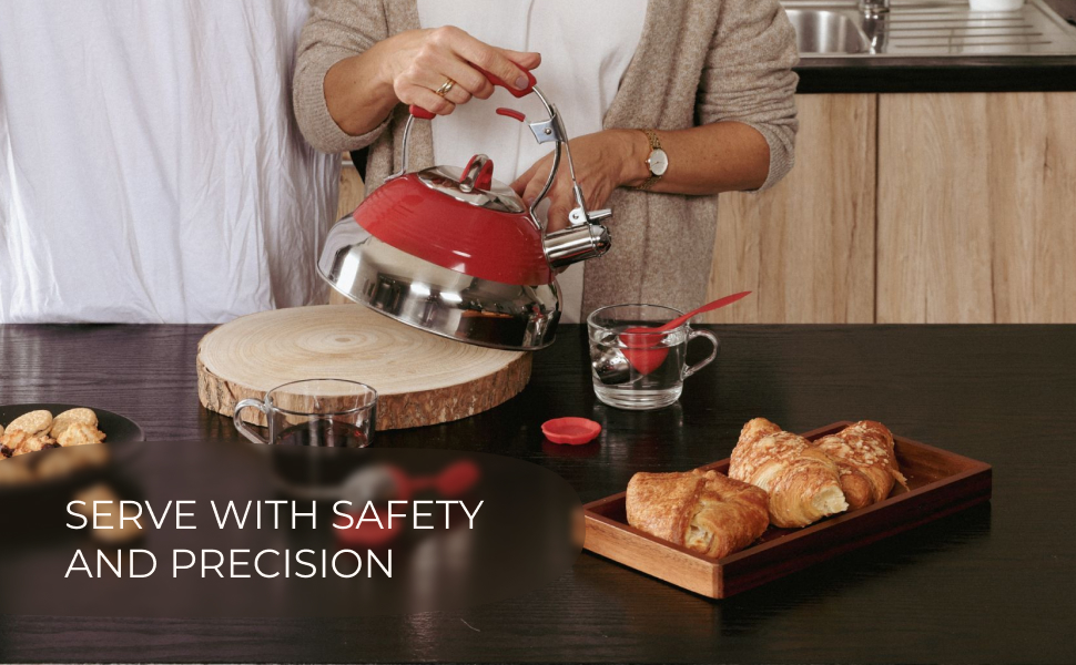 Pykal Retro Whistling Tea Kettle for Stove Top 2.6l Red Vintage