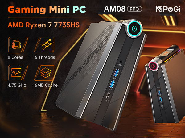 ミニPC AM08 Mini gaming PC Ryzen7-7735HS Amazon.co.jp: KAMRUI Ryzen Mini PC Gaming,32GB DDR5 Dual