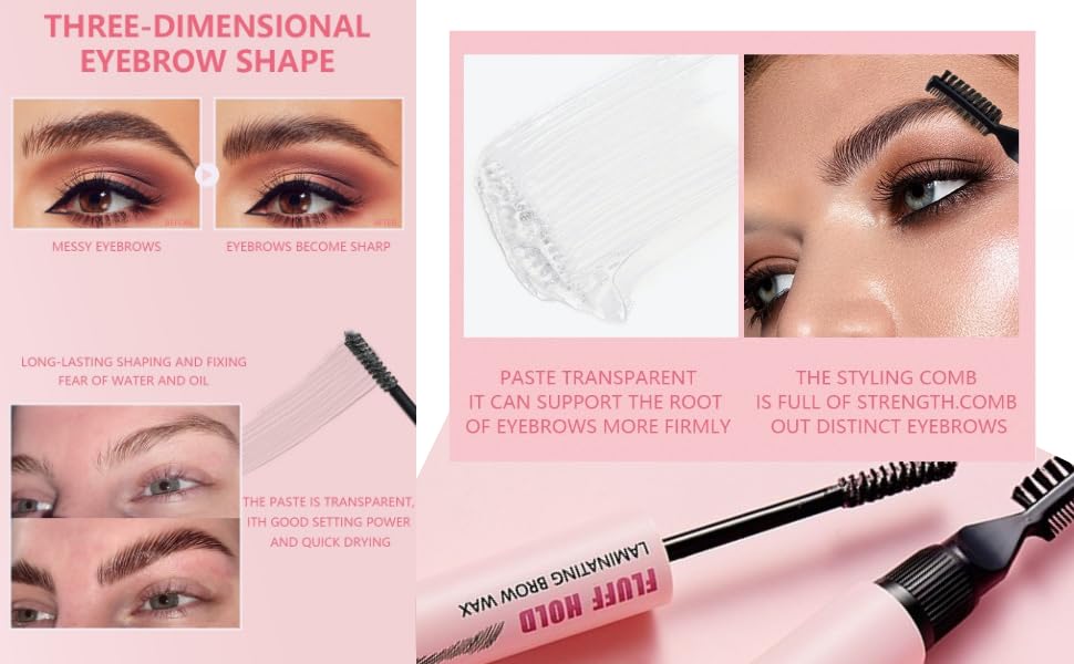 Eyebrow Gel Brow Styling Gel for Feathered & Fluffy Brows Clear Brow