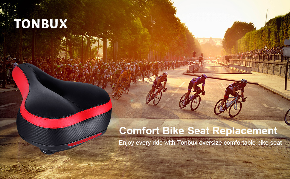 TONBUX Most Comfortable Bike Seat, Cushioned Bicycle Seat for Men Women
