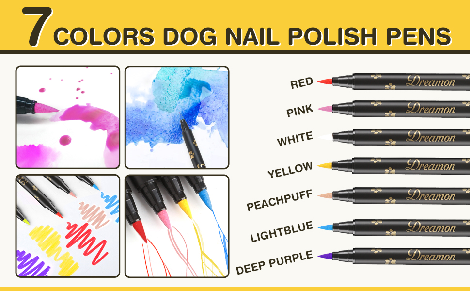 Dog Nail Polish Pen, 7 Colors Pet Nail Polish to Create