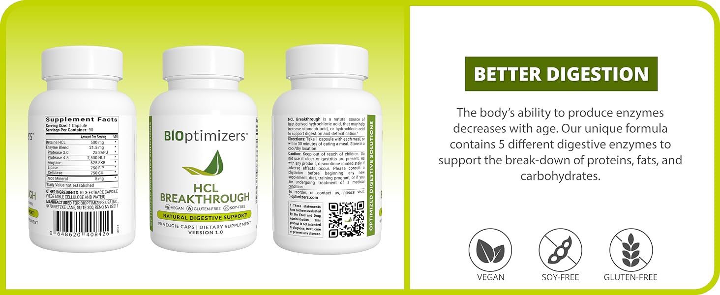 Our unique formula contains 5 different digestive enzymes to support the break-down of foods