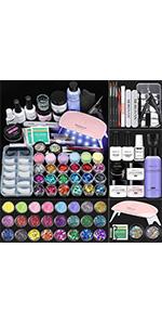 acrylic nail kit with nail lamp