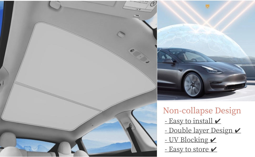2pcs Tesla Model y Sunshade Sunroof, Foldable Tesla Model y