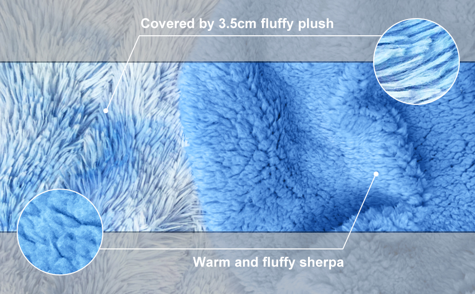 CASOFU Throw Blanket Fluffy Blanket Blue Faux Fur Throw Blanket Sofa