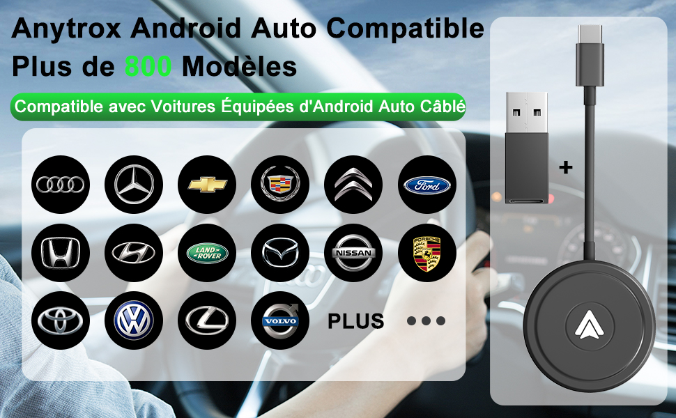 Adaptateur Android Auto sans Fil, Dongle Android Auto sans Fil Convertissant Android Auto Câblé