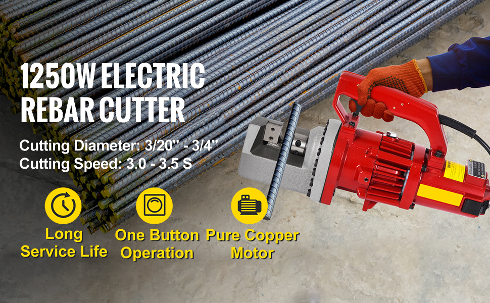 Happybuy Electric Hydraulic Rebar Cutter,1250W Portable Electric Rebar