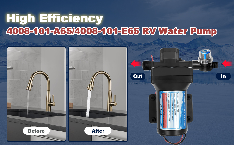 3.0 GPM 55 PSI 12V Revolution Water Pump for Camper,RV