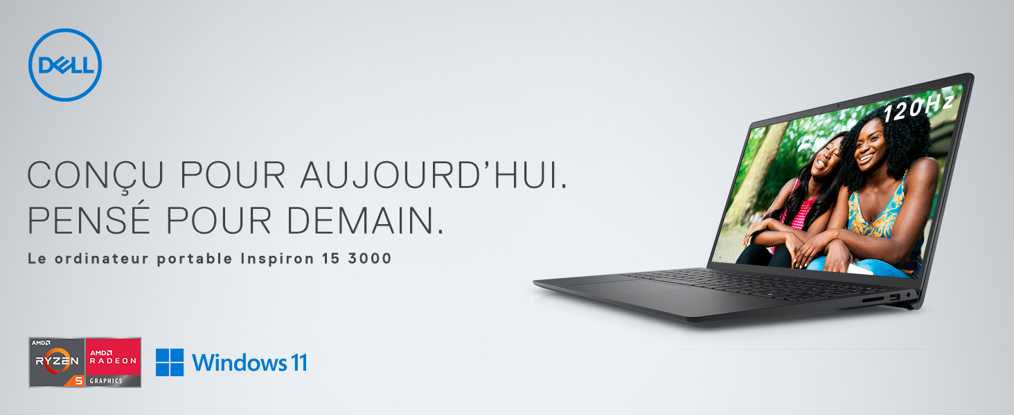 Dell Inspiron 15 3525 Ordinateur Portable Processeur AMD Ryzen 5 5500U, Écran 15,6“ FHD 120Hz, 8