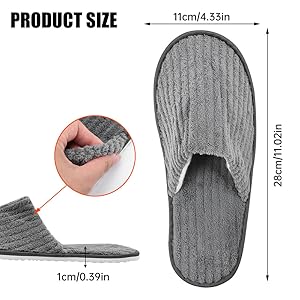 FutrLiv Coral Fleece Slippers - 5 Pairs of Unisex Closed-Toe Non-Slip Hotel Slippers, Ideal for Home, Travel, and Guest Use, Comfortable & Portable 13 prooduct size