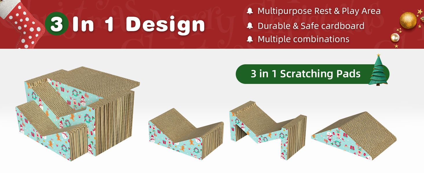 LIOOPET Christmas Cat Scratcher Cardboard & Lounger Cat