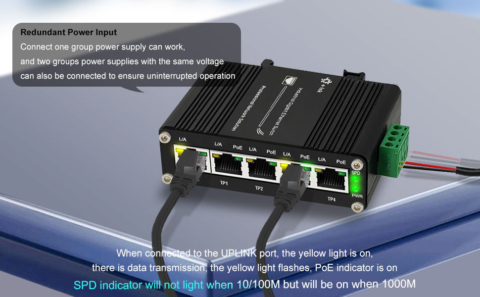 industrial 24v passive 5 ports poe switch gigabit dim rail mount 2