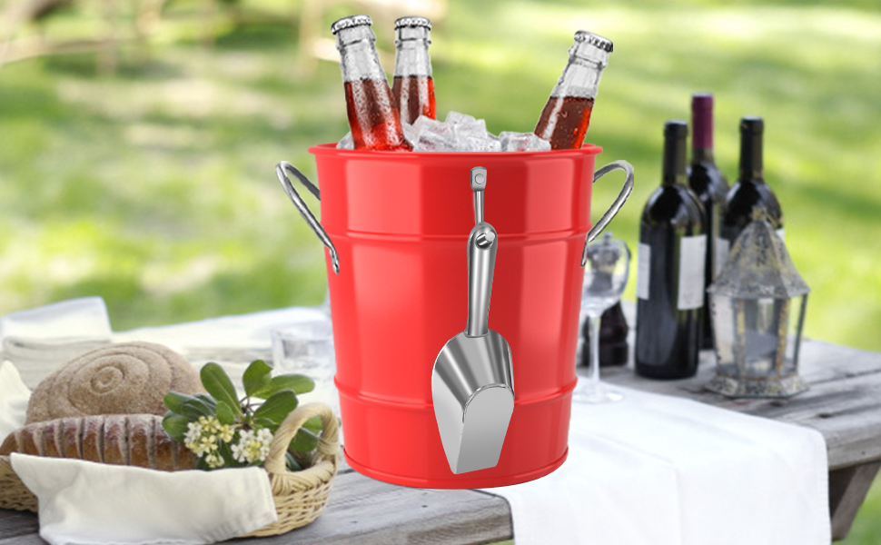 4 L Red Ice Bucket,Ice Buckets For Parties,Insulated Ice