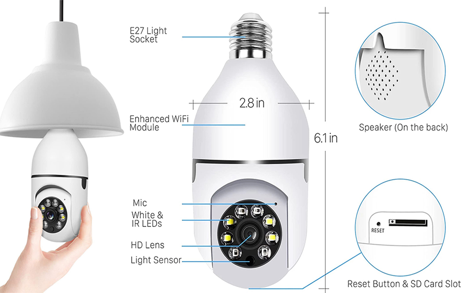 KMusculo Keilini Light Bulb Security Camera, 2022 New
