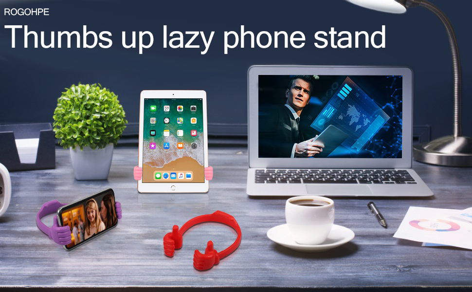 ROGOHPE 2 Packs Thumbs Up Lazy Mobile Cell Phone Tablet Holders