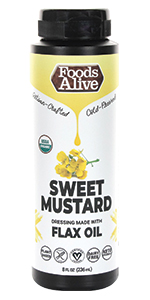 Sweet Mustard superfood dressing, organic artisan cold-pressed gold flax oil