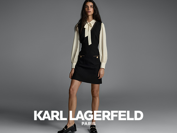 Karl Lagerfeld Paris Women's Pleated Buttons Pearl Dress