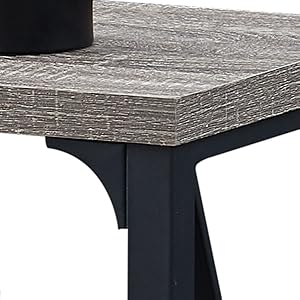 LVB Rustic Console Table, Industrial Modern Sofa Table Behind Couch, Long Metal Wood Entryway Table With Storage Shelf, Farmhouse Foyer Hallway Table For Home Living Room Bedroom, Dark Gray Oak, 63