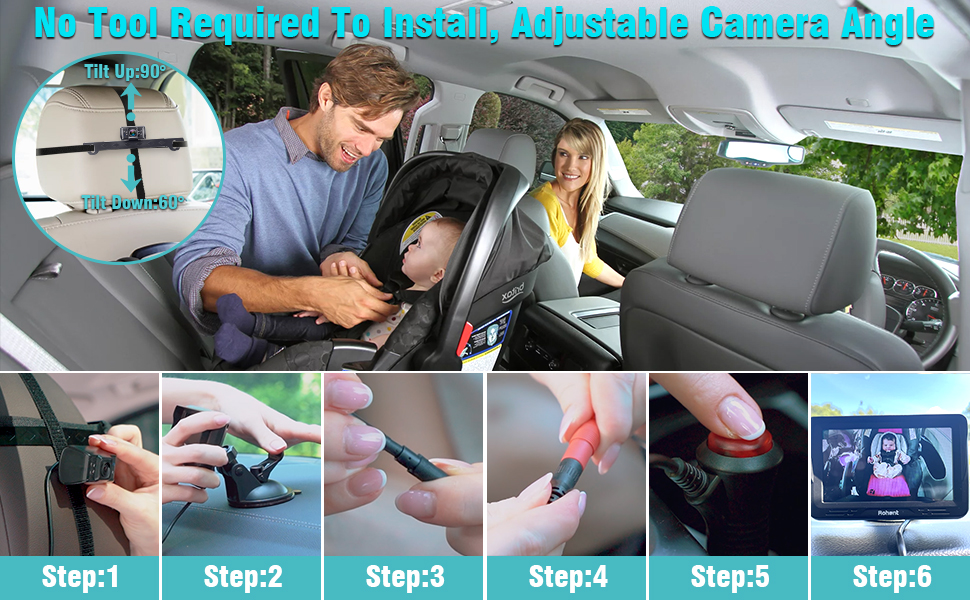 Rohent Baby Car Camera with Display HD 1080P Baby Car Mirror 5 Mins