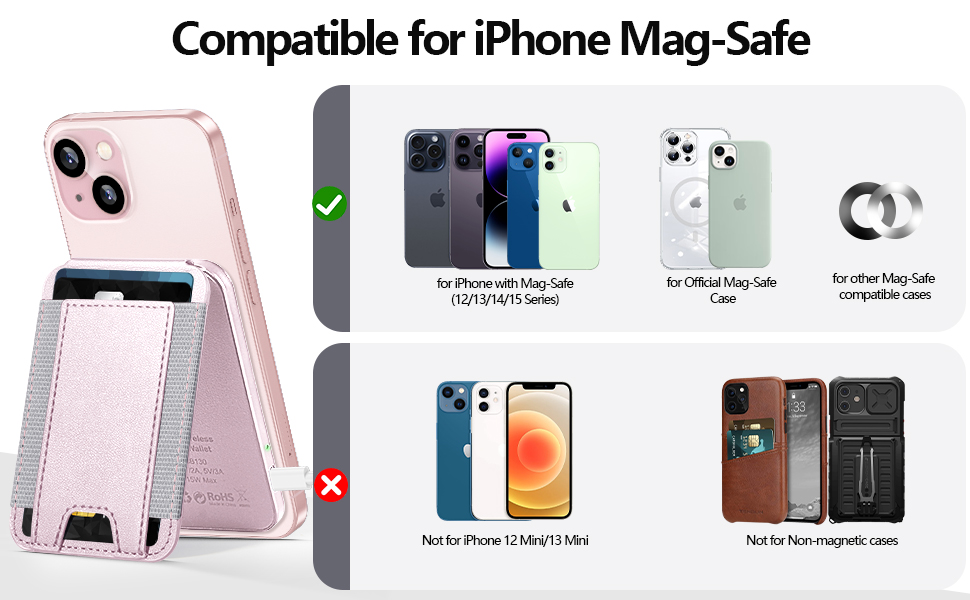 For Magsafe Wallet Stand Pink