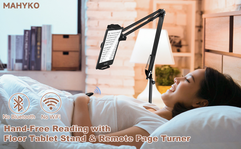 Floor Kindle holder with remote page turner