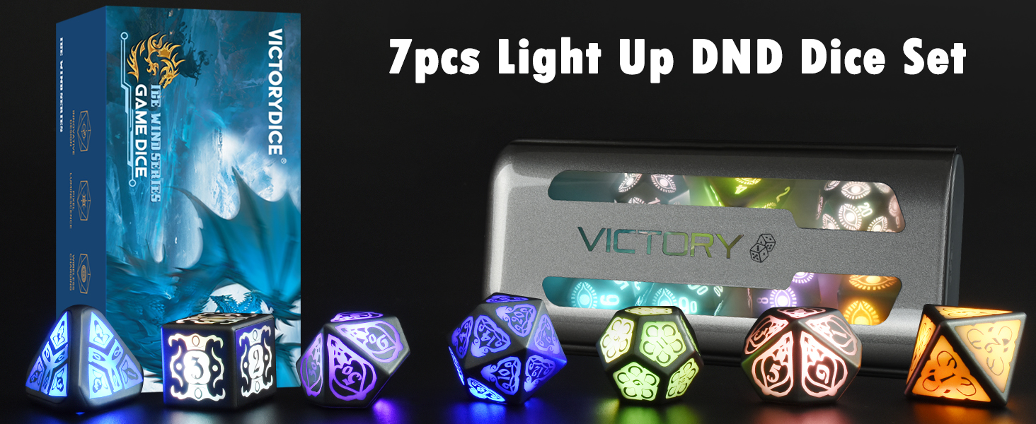 LED DND Dice,Polyhedral Dice Set Table Games Dice,7PCS Shine Light Up