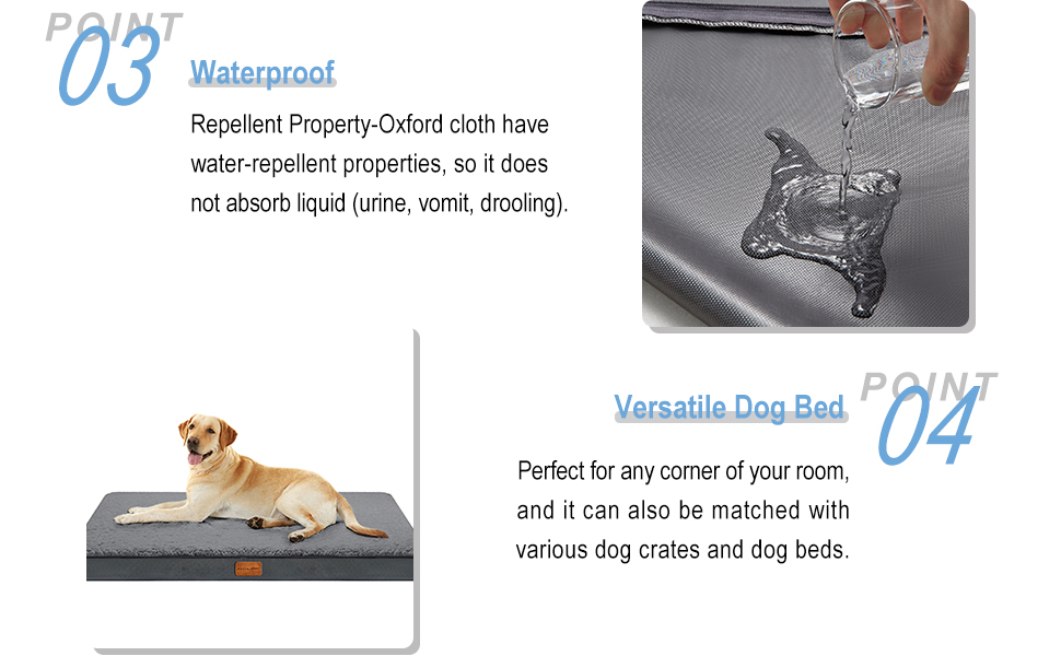 WAVVE Large Dog Bed Washable Orthopedic Dog Beds and Dog Crate