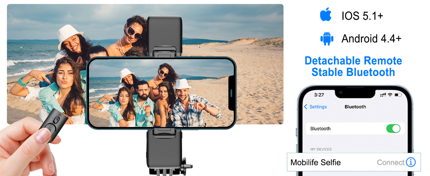 tripod with detachable remote bluetooth