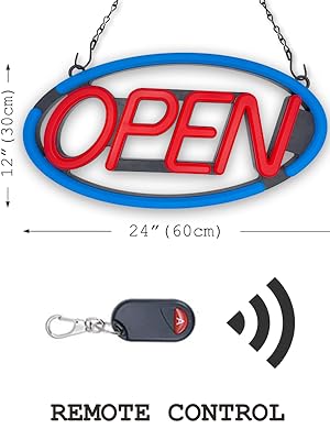 Large LED Open Sign,24x12 inch Bright Open Sign for Business Window with Remote Control