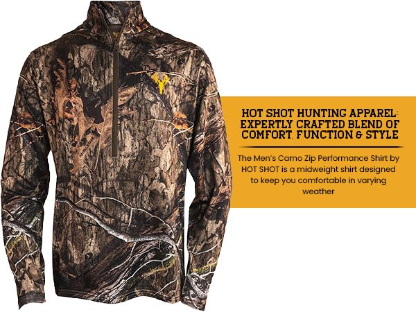 Amazon.com: HOT SHOT Men's Camo 1/4 Zip Performance Shirt