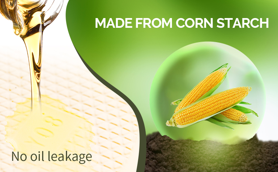 Made from cornstarch, it's not only sturdy, but oil-resistant, so you can use it with confidence. 