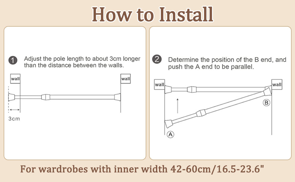 UFURMATE Tension Rod, 2Pcs White Spring Loaded Tension Rods Metal