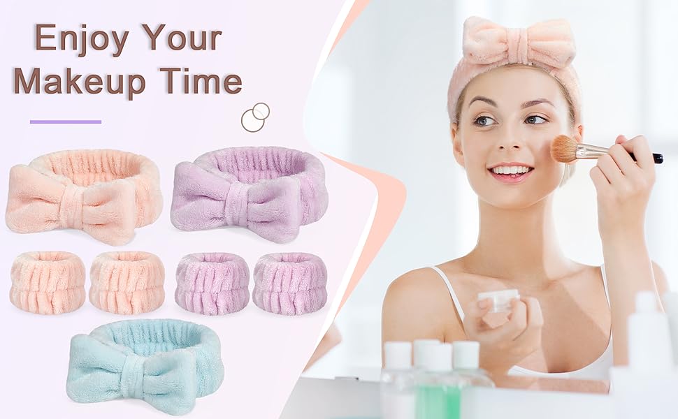 Crosize 7 Pack Face Wash Headband and Wristband Set for