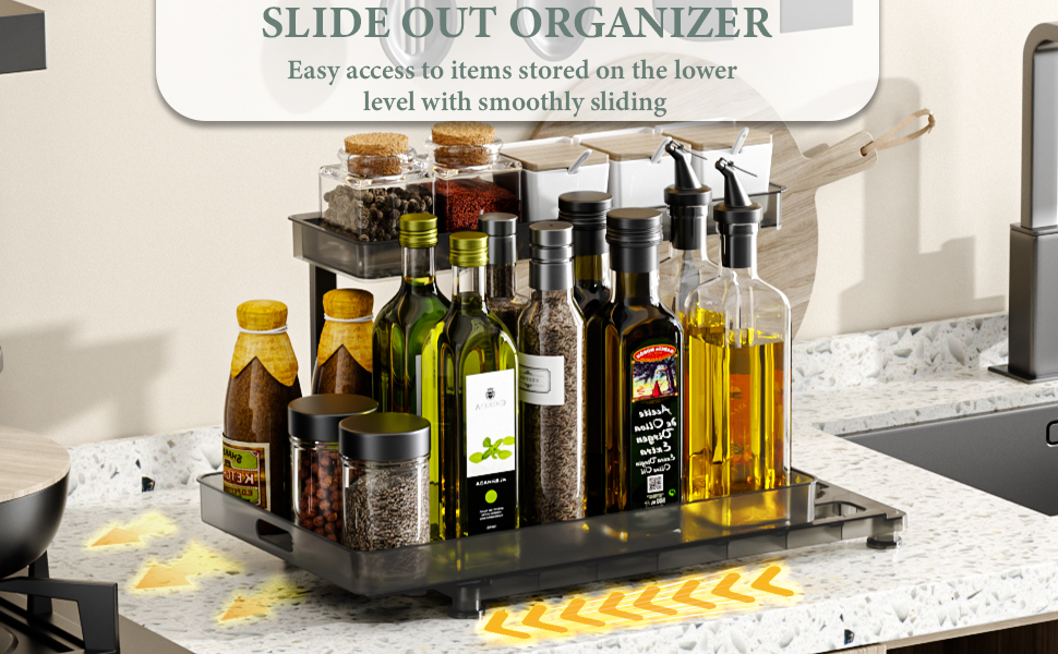 Under Sink Organizer and Storage, 2 Tier Sliding Under Sink
