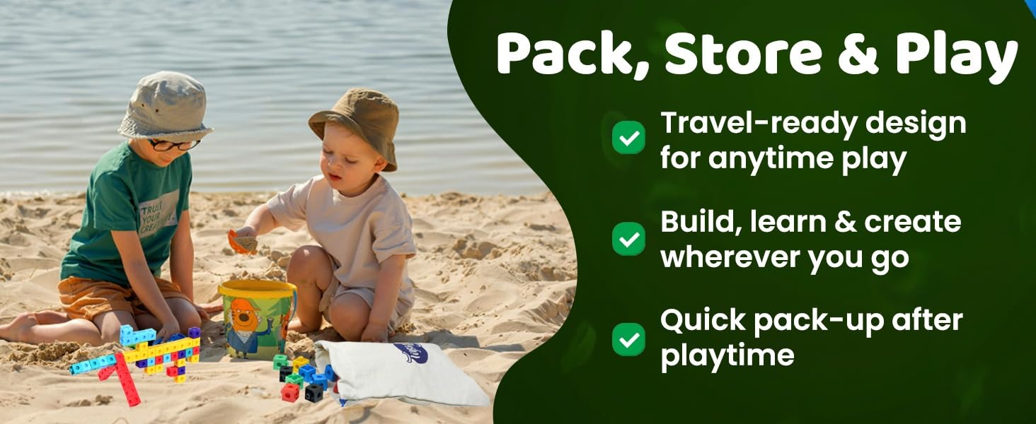 Toysaga Link N Lock Blocks, 100 Snap Building Blocks for Kids 3+ Years