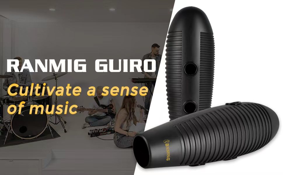 RANMING Guiro Instrument,3.9x13 Inch Super Guiro,Fish Shaped Latin Percussion