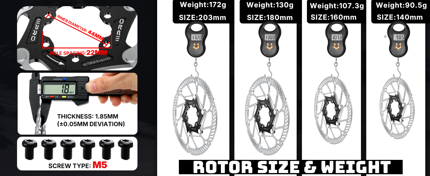 ROTOR SIZE and WEIGHT