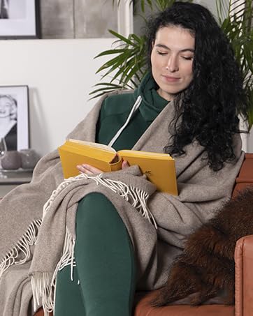 blanket wool natural with a person