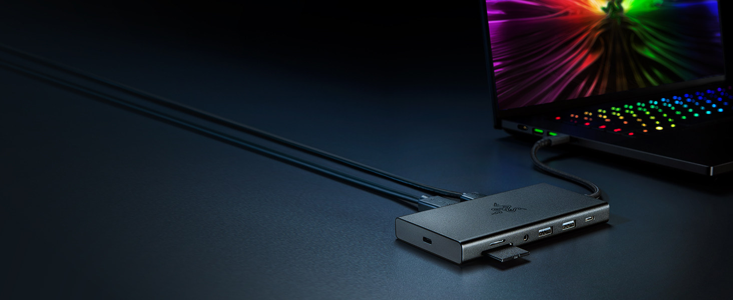 Razer USB C Dock 11-port Travel Charging Station for Windows Mac Laptop iPad Surface Chromebook Galaxy Tab: Type C, HDMI, Ethernet, MicroSD - 4K 60 Hz Display - 85 W Tablets + Mobile Fast Charge MacBook Air Pro iPad iPhone Dell HP Lenovo ASUS Acer Surface Samsung Chromebook mobile phone
