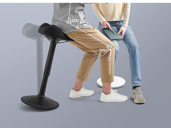 SONGMICS Hocker, Stehhocker Um 360u00b0 Neigbar, Schreibtischstuhl, Hu00f6henverstellbar 58-83 Cm, Grou00dfer Sockel, Anti-Rutsch, Modern, Grau