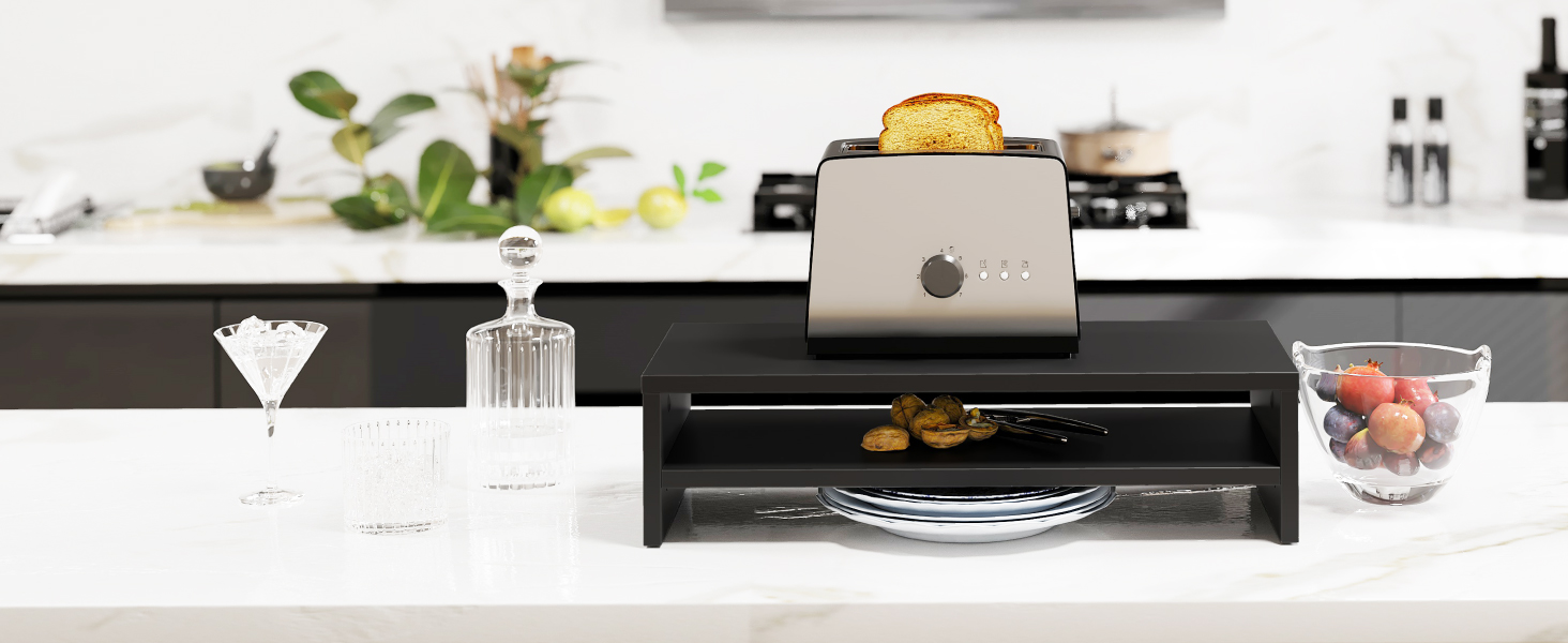 Text reads 'Image 6'. Identical to Image 1 - Kitchen counter scene with toaster on black electronic base against white marble surface.